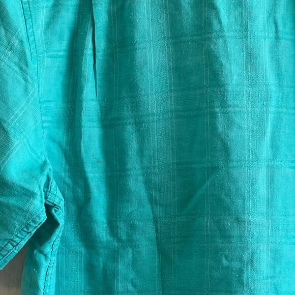 TOMMY BAHAMA Vintage Teal Green Linen Short Sleeve Button Down Shirt Mens Medium - Picture 7 of 7